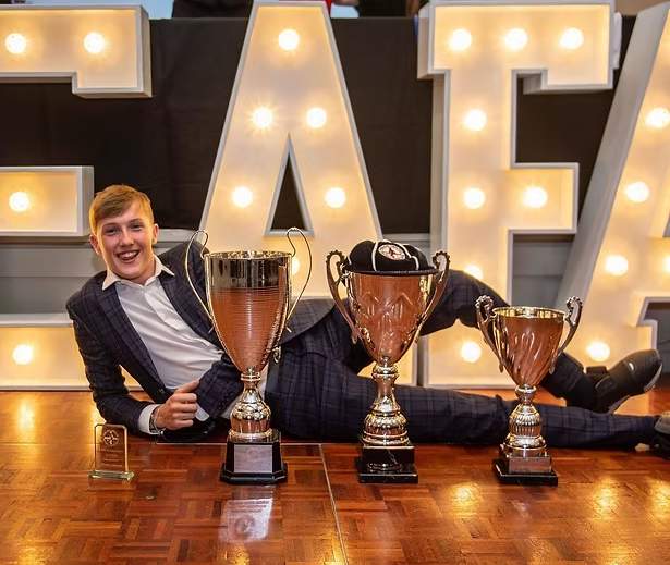 Thomas Atkinson with his EAFA awards and trophies