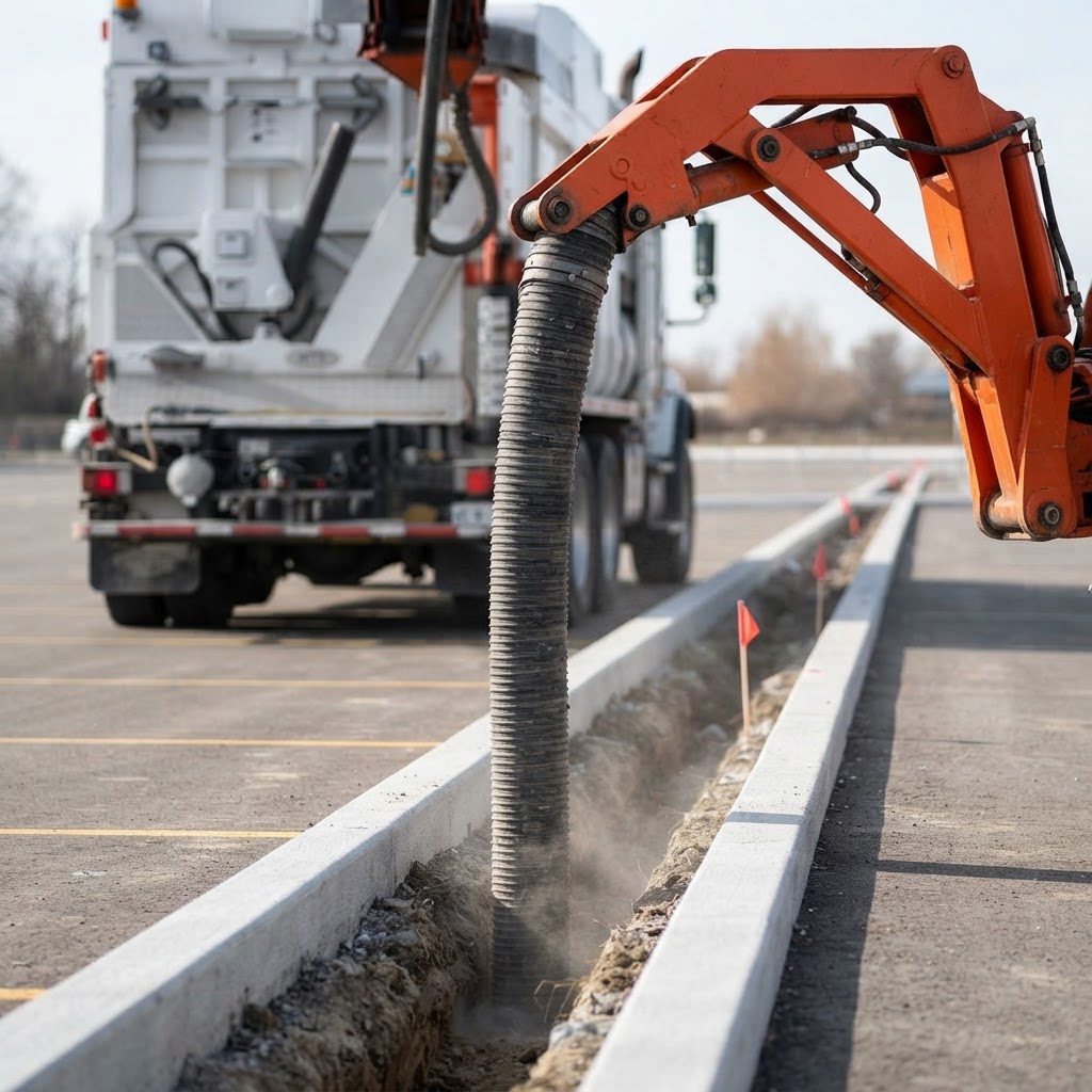 Suction excavation machinery removing contaminated soil