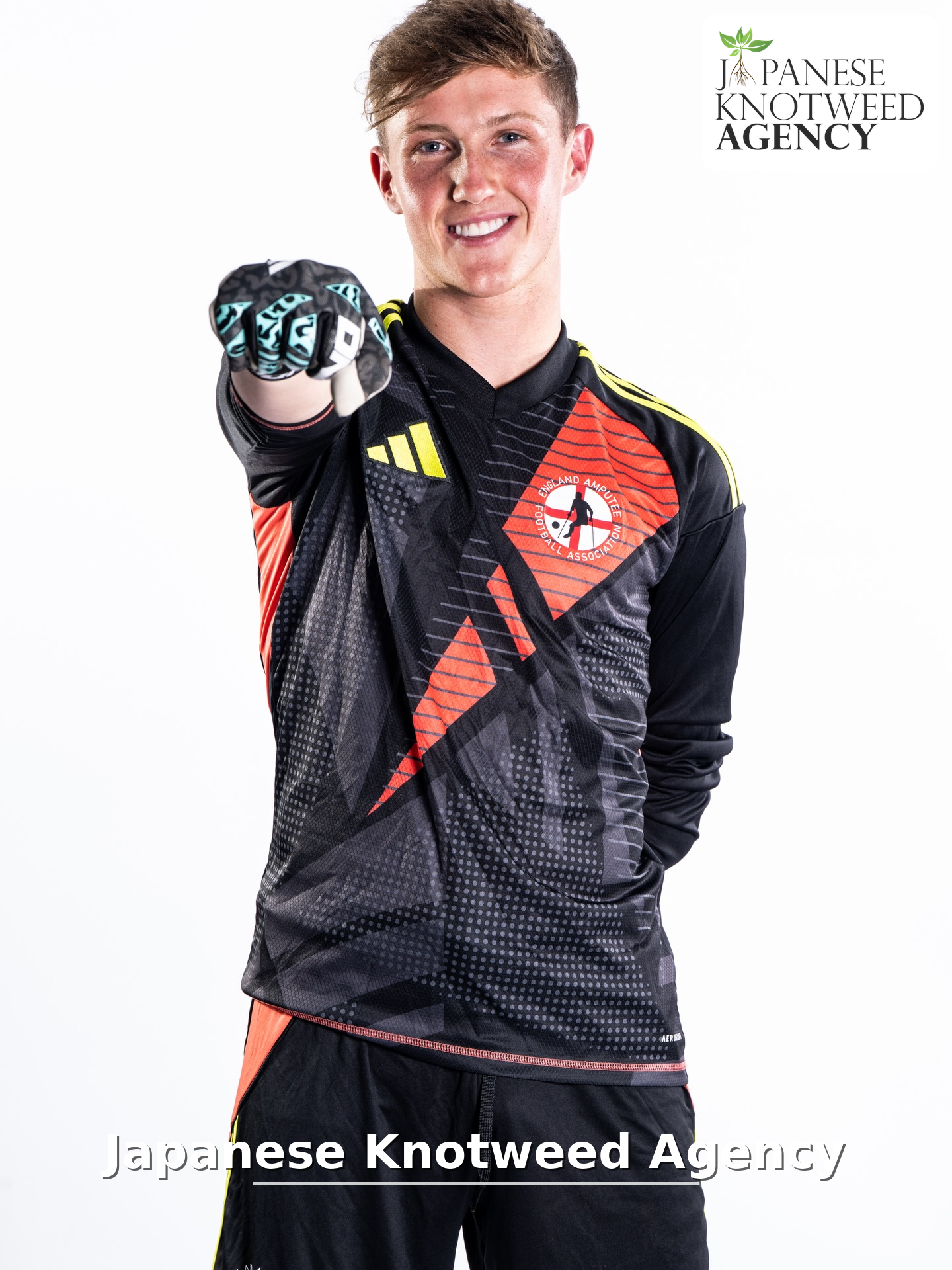 Thomas Atkinson, England Amputee FA goalkeeper sponsored by Japanese Knotweed Agency