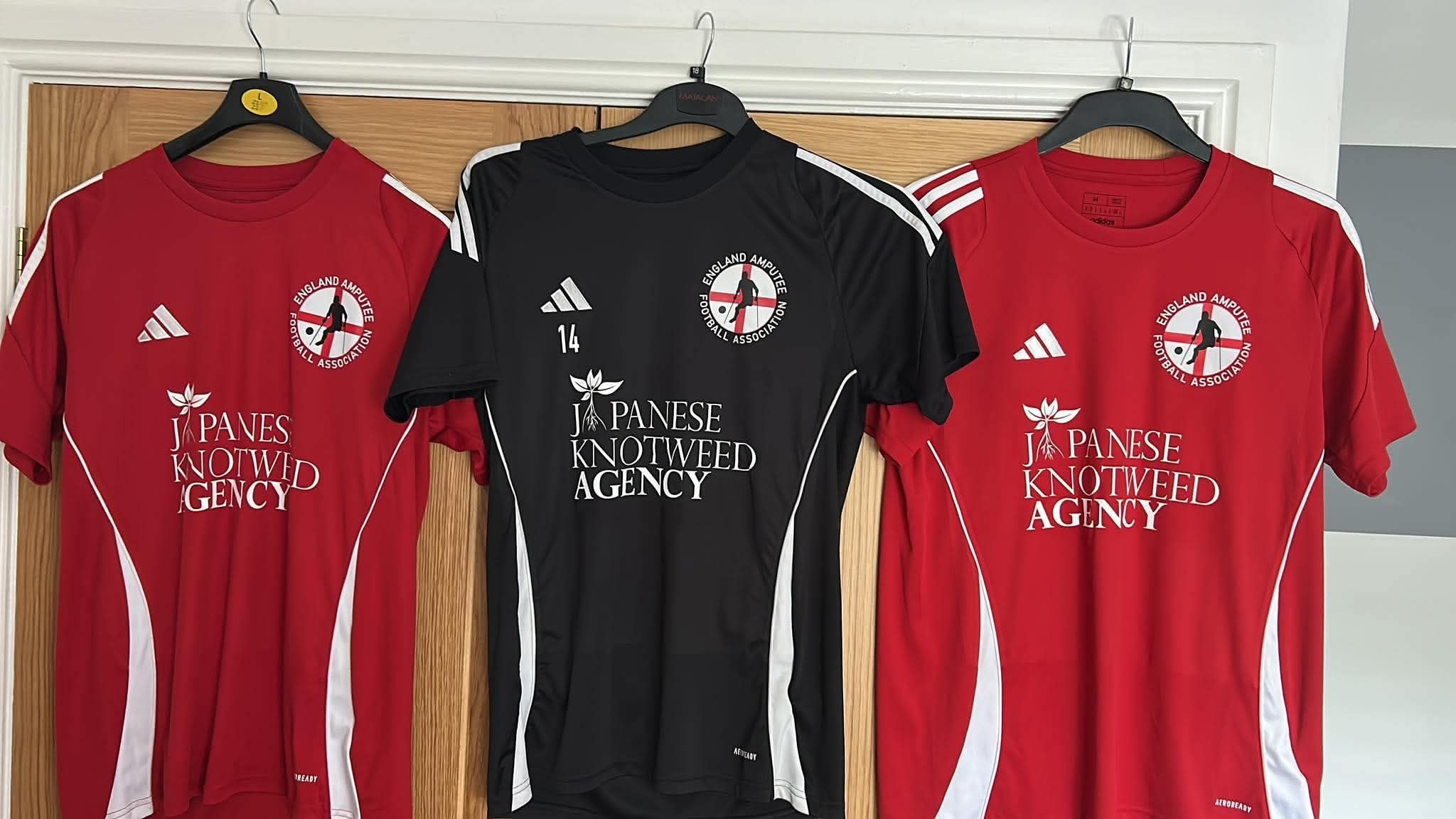 England Amputee FA jerseys with JKWA sponsor logo