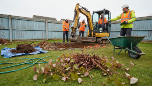 Excavation in chemical-free Japanese knotweed removal