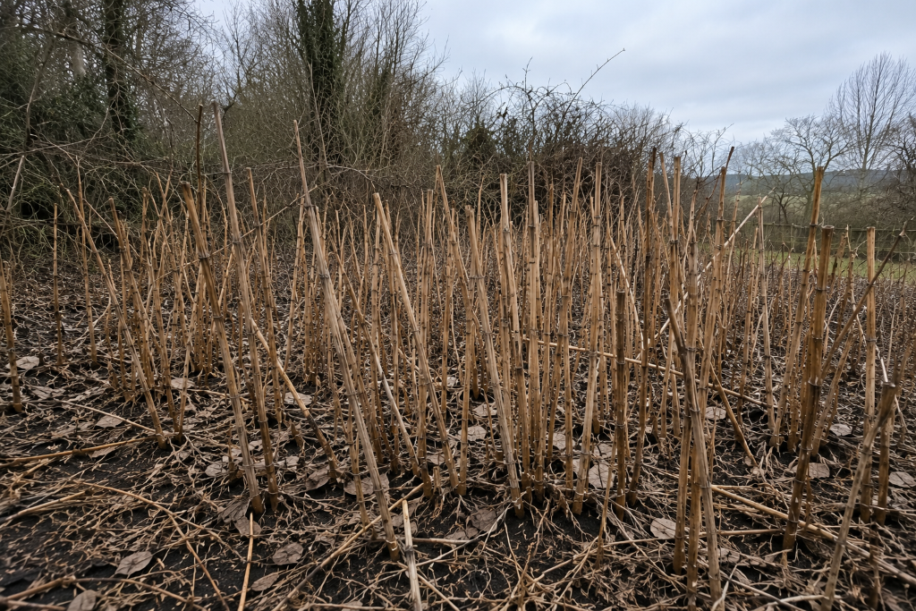 Japanese Knotweed winter old growth canes providing evidence of historic infestation